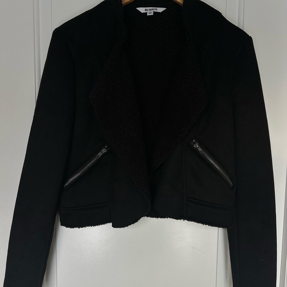 BB Dakota Black Women's Blazer with Zipper Details - Picture 3 of 9